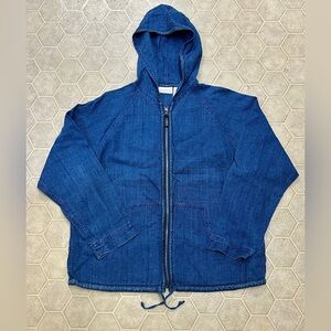 1990s Vtg Women’s Elisabeth by Liz Claiborne Indigo 100% Linen Full Zip Hoodie